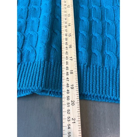 Vintage‎ Pendleton Petite Wool Cardigan Green Blue Cable Knit Button Up Large(P) - Picture 5 of 6